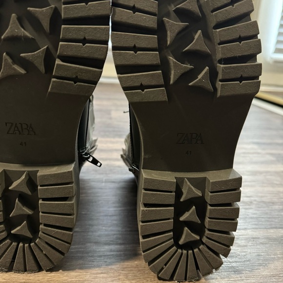 Zara green LEATHER LACE-UP FLAT
ANKLE BOOTS - Picture 10 of 12